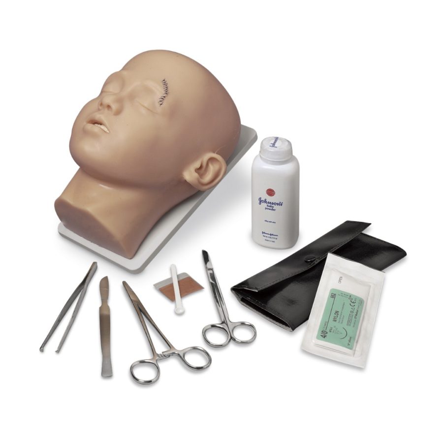 Тренажер для отработки навыков наложения швов на кожу лица и волосистую часть головы ребенка.